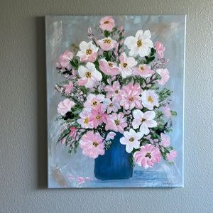 Beautiful Acrylic Original Floral Painting on Canvas 16x20